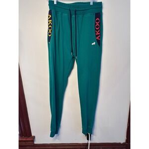 AKOO Mens Jogger Sweatpants Teal Green Navy Logo Streetwear Size Large